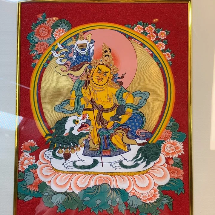 装裱画?热贡纯手绘唐卡财宝天王