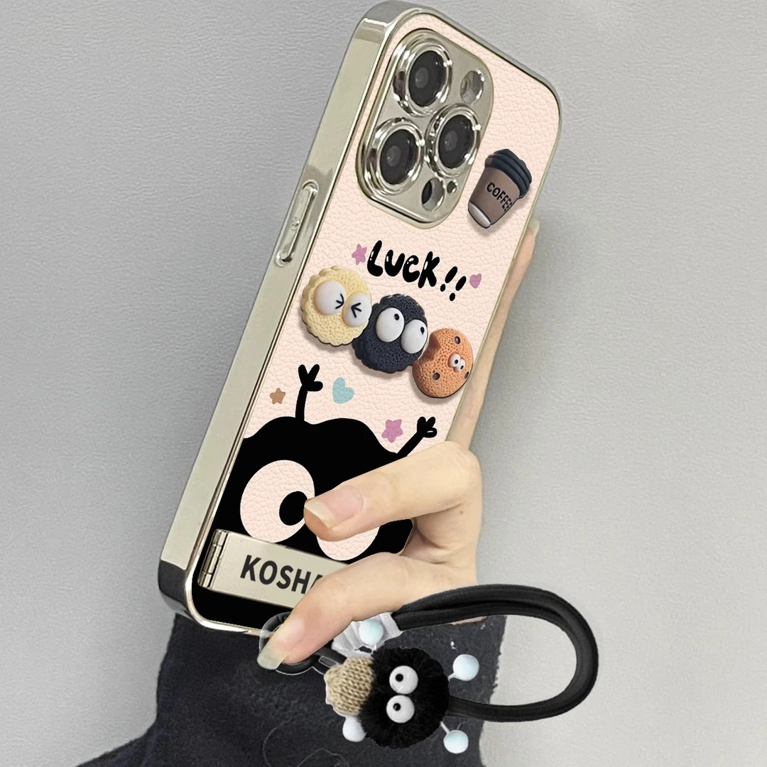 咖啡煤球适用苹果16promax手机壳15网红新款14硅胶13全包12防摔11