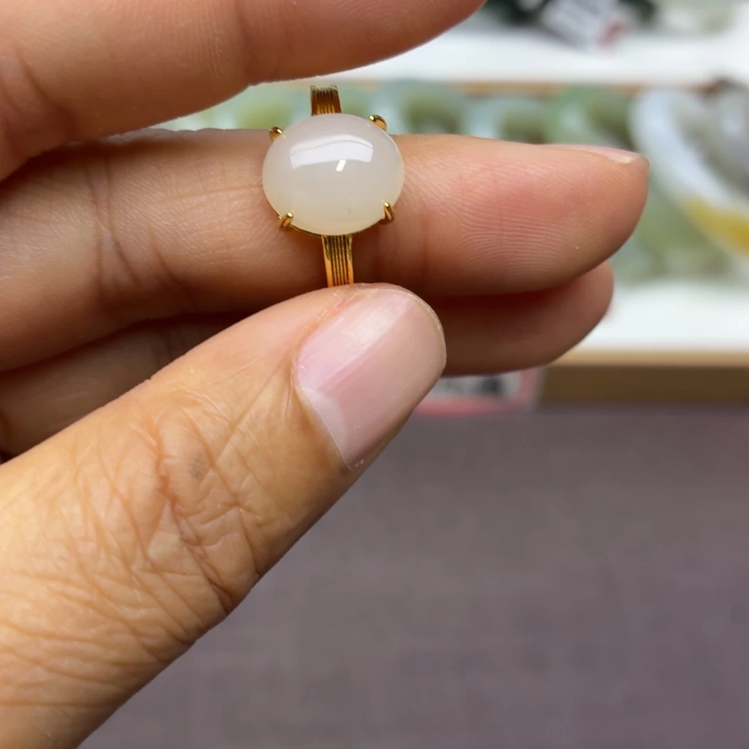 和田玉银S925镶嵌戒指