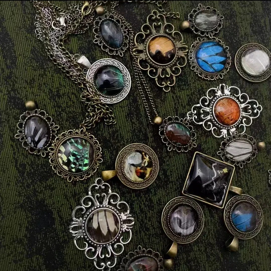 【蝴蝶蛋面拆拆】昱珀蓝闪蝶手链蝴蝶盲盒真标本二次元手工diy礼物