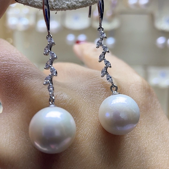 淡水珍珠耳饰银S925镶嵌