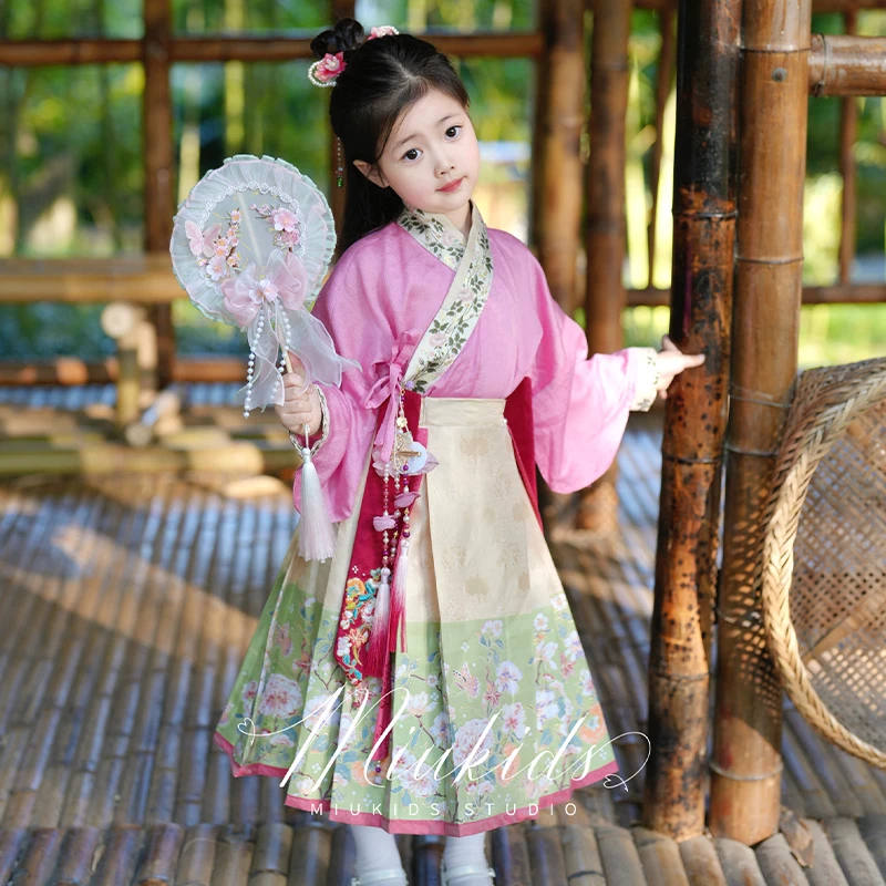 miu妈童品原创设计春夏款女童百花宴马面裙套装中国风新中式裙