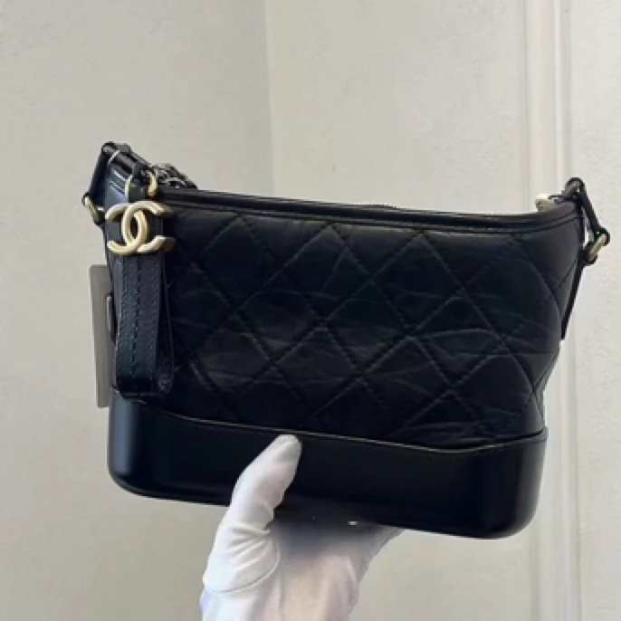 99新 Chanel/香奈儿 流浪包小号 黑金芯片款（12E6）