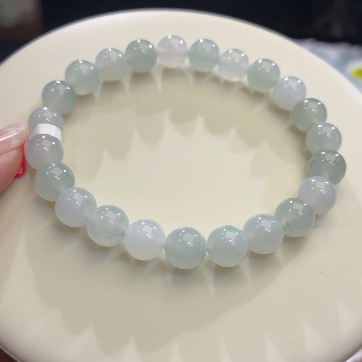 翡翠未镶嵌手链冰胶马卡龙卡8.4