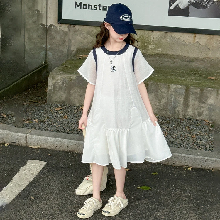 女童连衣裙2025新款大儿童公主裙夏季薄款小孩超好看白色裙子洋气