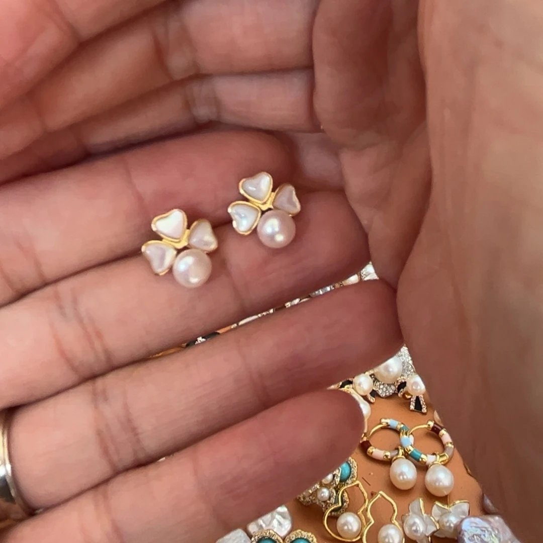 淡水珍珠银S925镶嵌颈饰四叶草