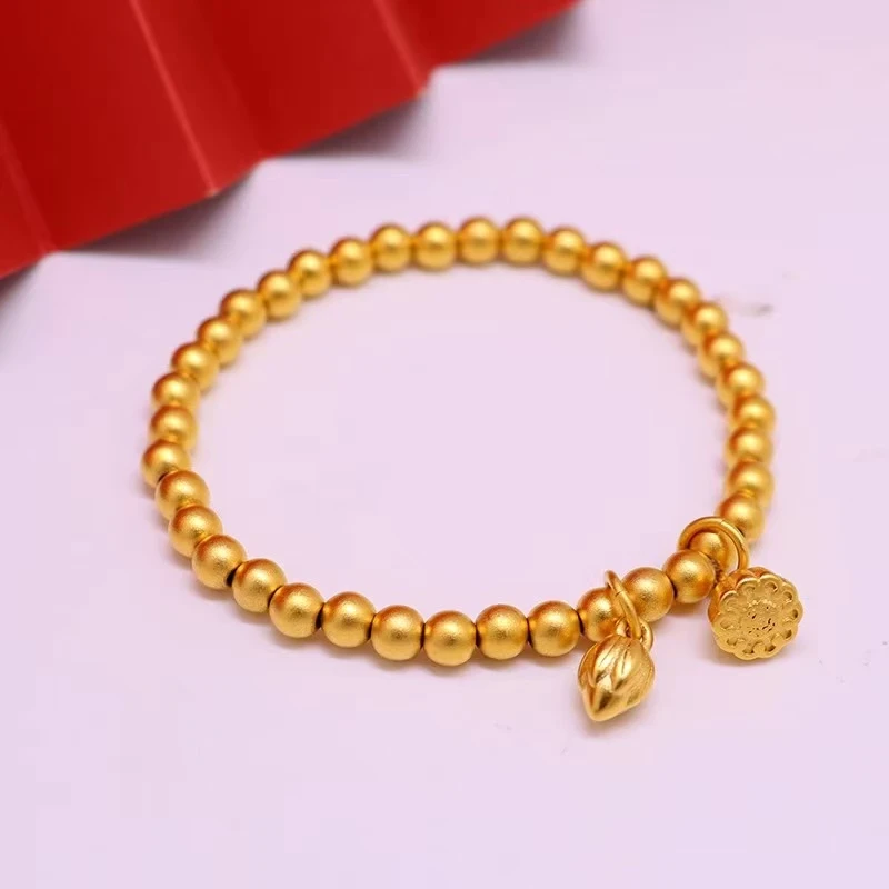 合金 【两世欢手链】莲花莲蓬时尚百搭古法弹力女士手链