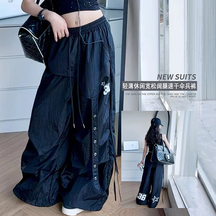 女童夏季速干工装裤2025新款无袖背心儿童时尚裤子设计感长裤潮流