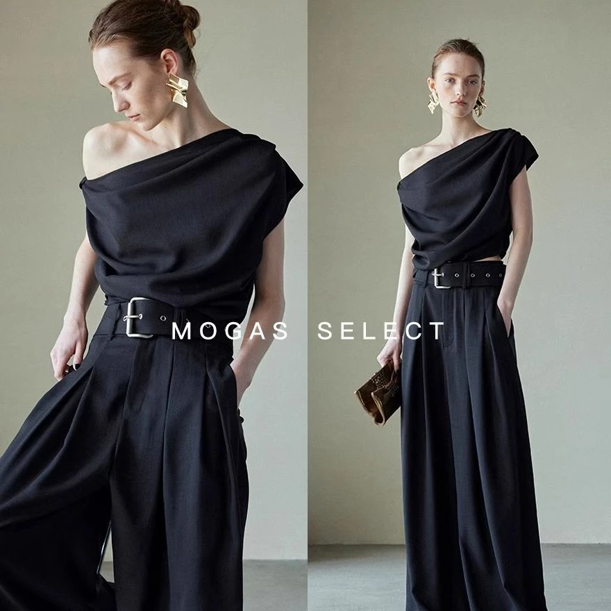 Mogas【粉丝回馈】亚麻质感立体扭结无袖小衫套装女夏3191301