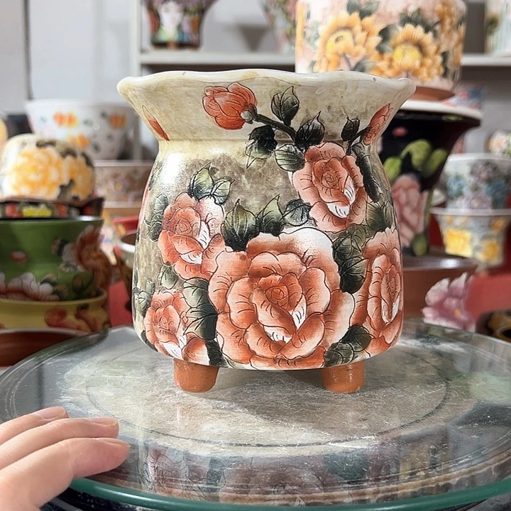 景德镇手绘花盆幸运花盆