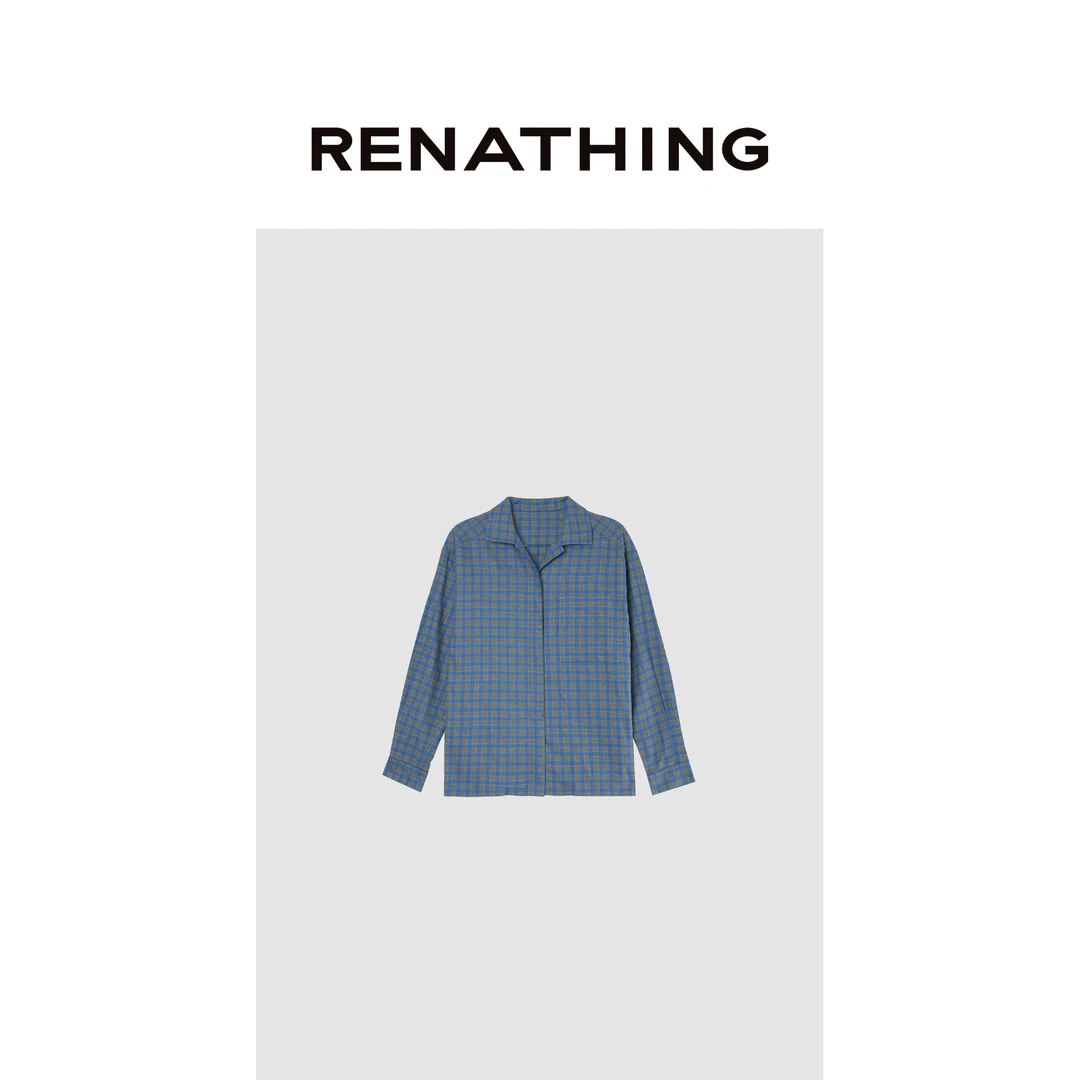 【RENATHING】复古格纹翻领衬衣