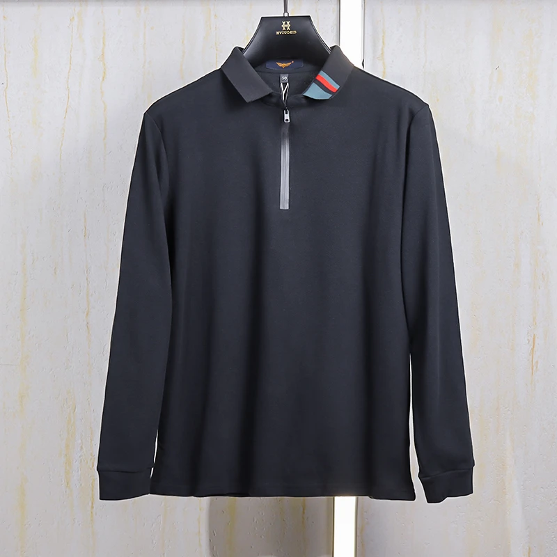 阿-  新款男士尾货  春秋款青年时尚透气衬衫领百搭长袖T恤1923