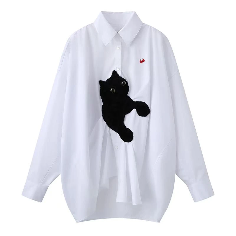 VO2025新款白色刺绣休闲百搭衬衫