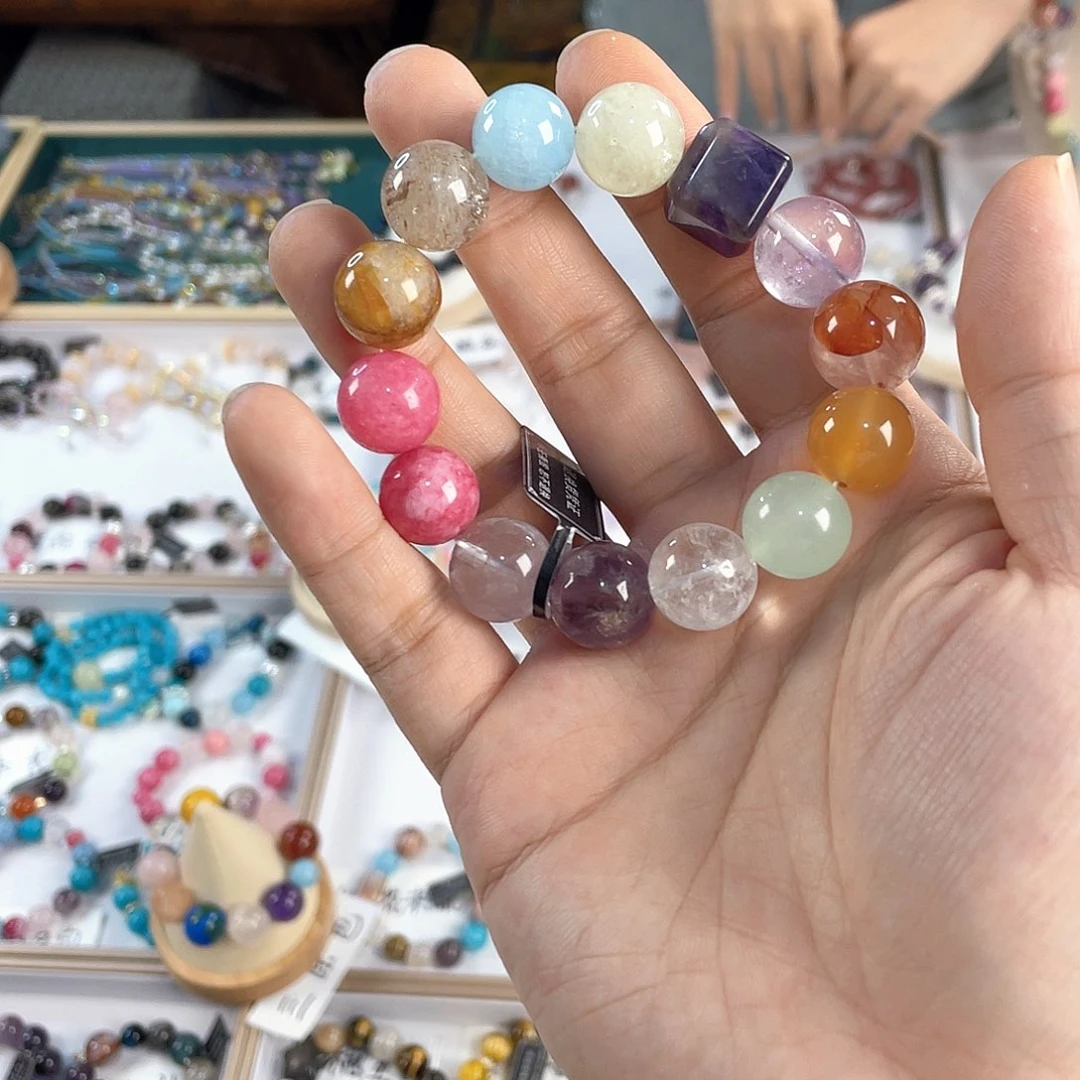 水晶手链银S925镀金镶嵌