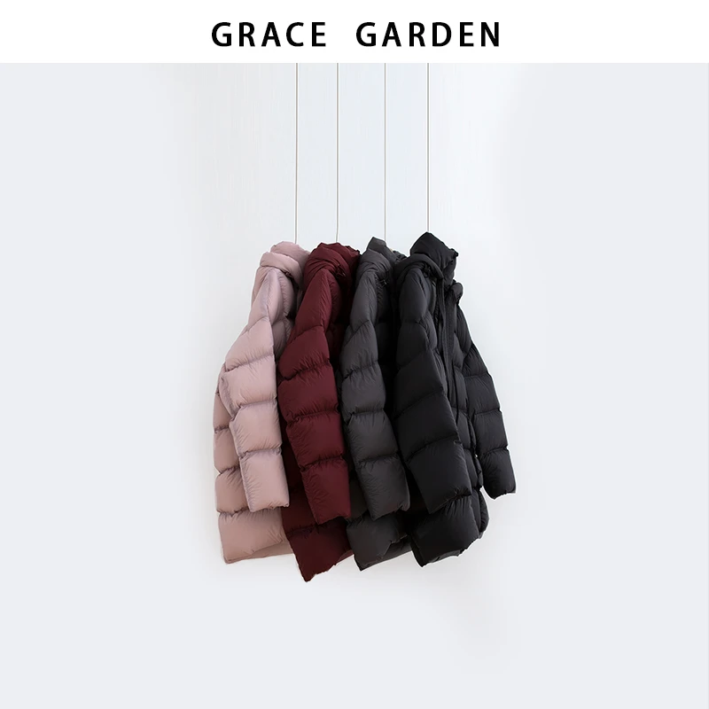GRACE GARDEN【雁鸭系列！】飘带轻盈中长款羽绒服YRF5K1101