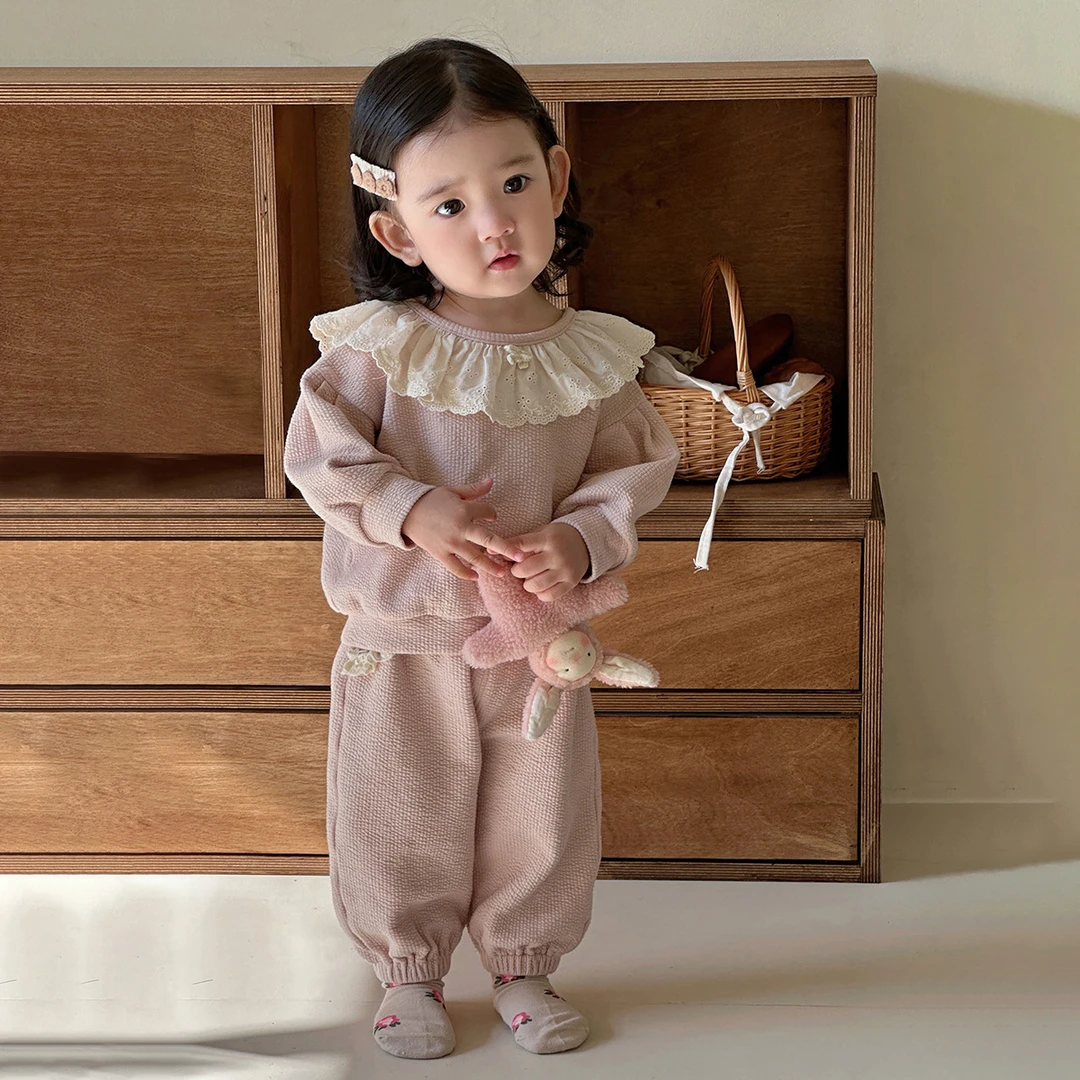 韩版2025女宝宝春装卫衣卫裤分体套装小女孩公主春秋季洋气两件套