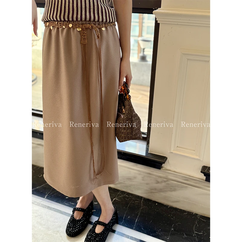 ReneRiva买手店 XUZHI 抽绳直筒半裙（附钩针腰带）