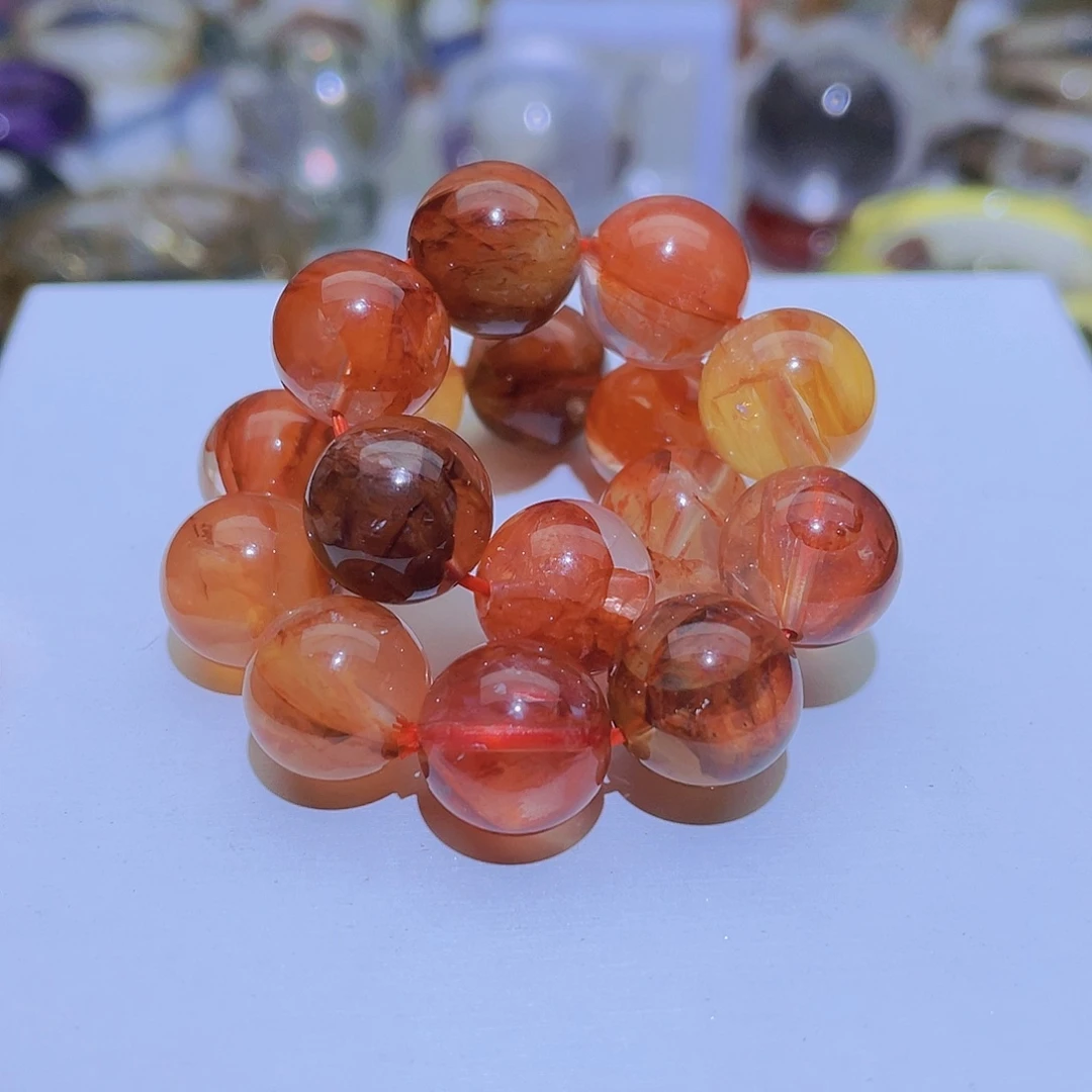 水晶手串未镶嵌天然锦鲤胶花手串