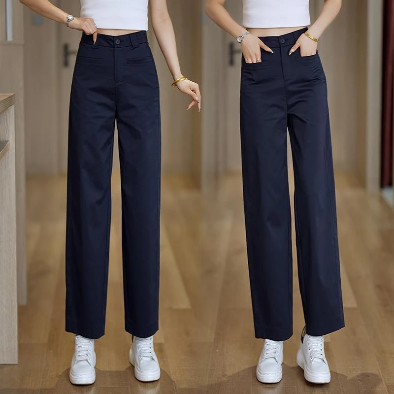 九分直筒裤女2025夏季新款薄款气质藏青色休闲西装裤子春夏显瘦潮