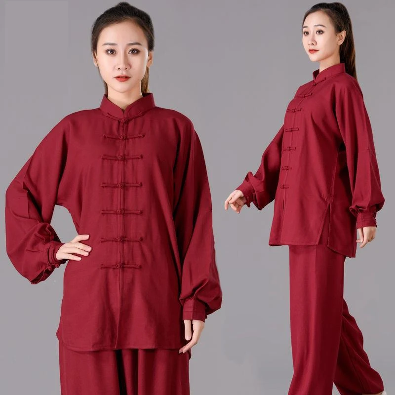 柒樨棉麻太极服武术练功服男女晨练服春夏秋团体表演服中老年太极