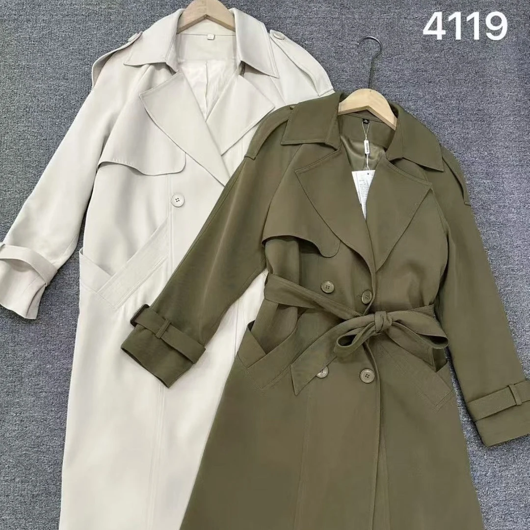 【海岛简爱】新款中长款女风衣休闲气质外套 4119