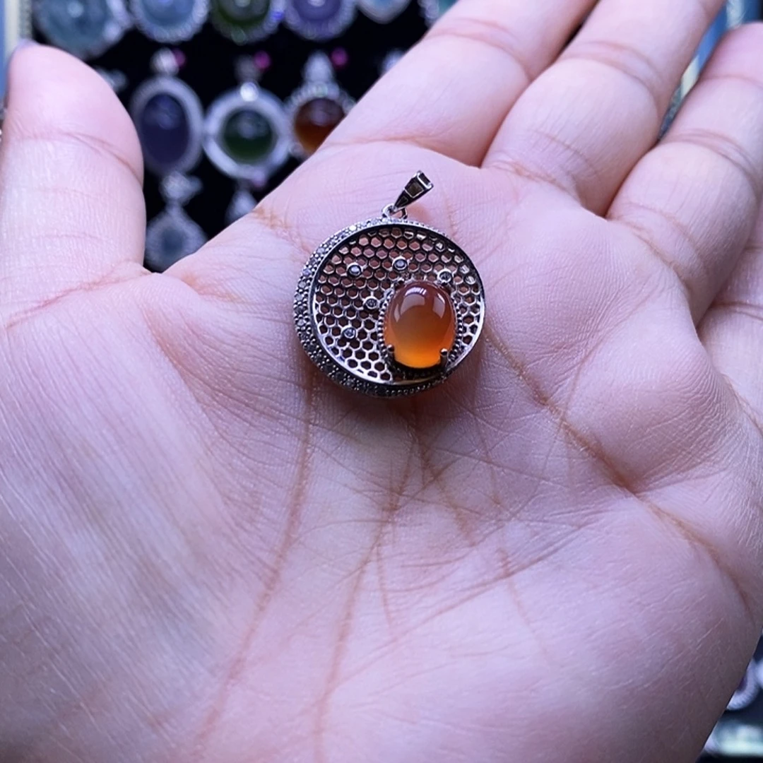 岫玉银S925镶嵌颈饰