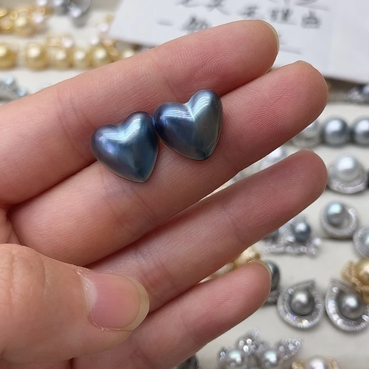 耳饰银S925镶嵌拼合珍珠（马贝珠）