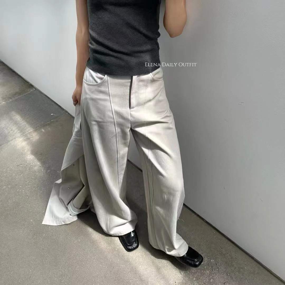 Elenastudio「简练有型」显瘦百搭舒适莱赛尔棉拼接镰刀裤AP5993