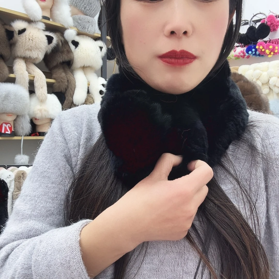 兔毛黑色瑕疵围巾