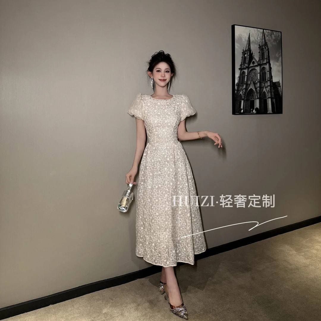 【惠子定制】法式气质名媛赫本风轻奢收腰显瘦时尚优雅连衣裙45147