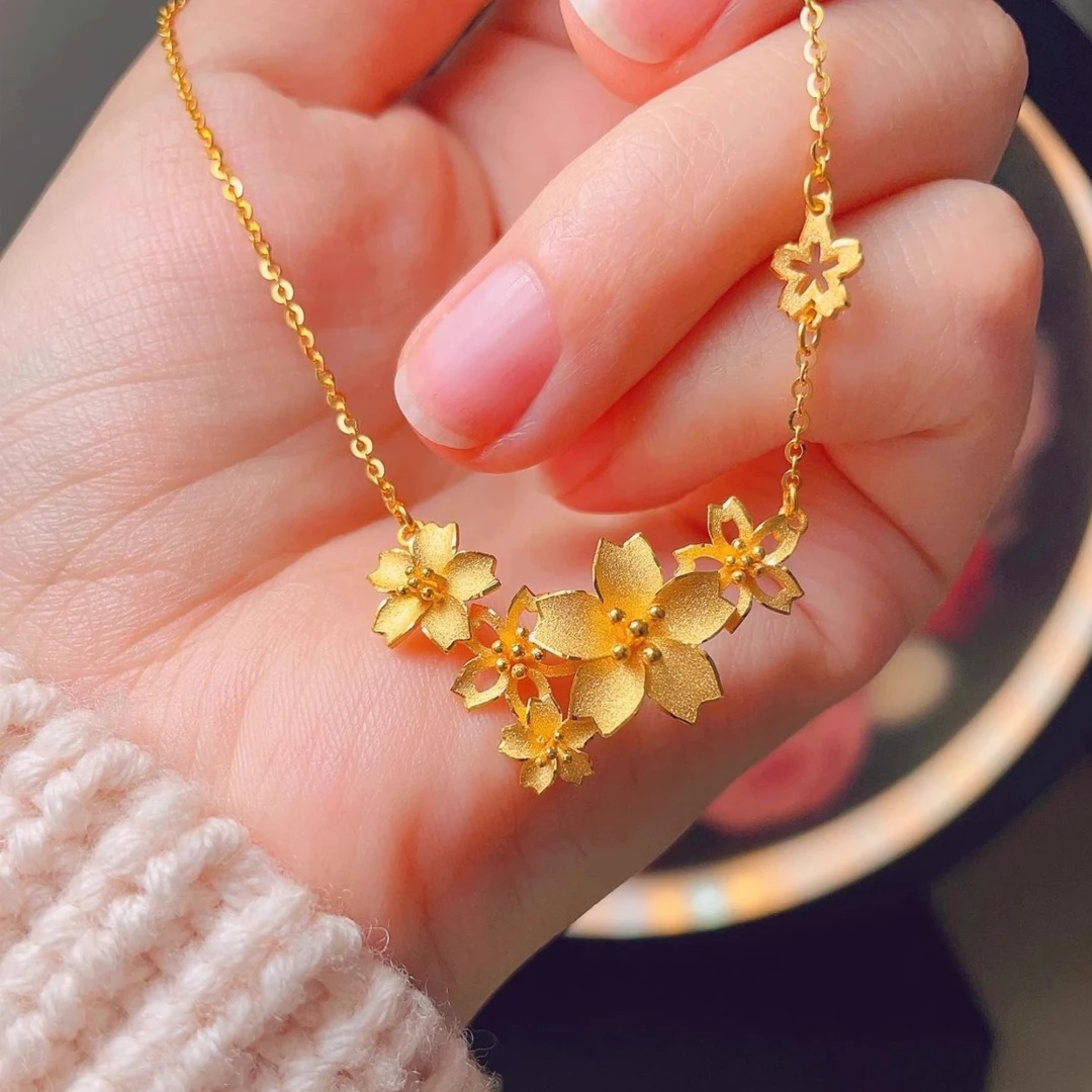 铜合金项链 专柜同款-金色三生花-气质时尚轻奢百搭饰品-礼盒装