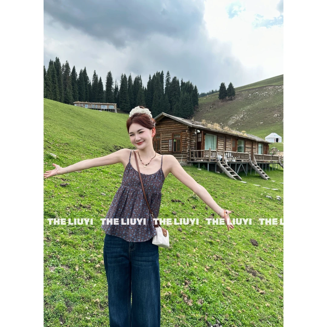 【LIUYI】韩系甜美碎花吊带上衣572627