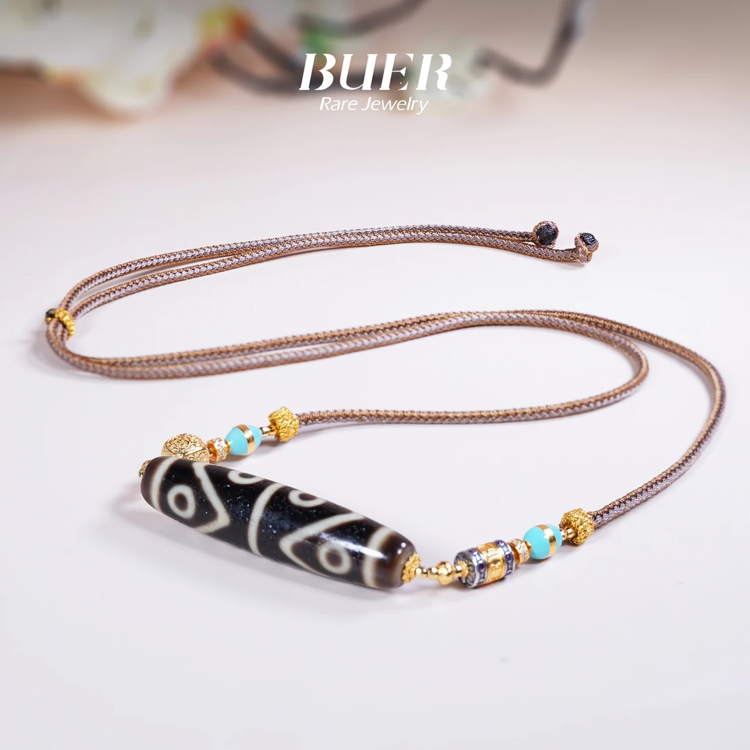 【手工顶】天珠DIY项链 水纹八眼