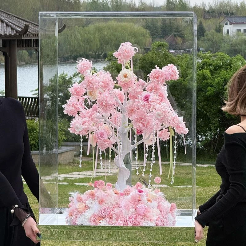 高级感摆件生日送女友永生花许愿树亚克力礼盒闺蜜生日结婚礼物