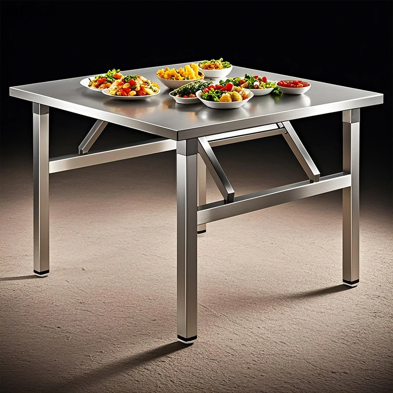 不锈钢折叠桌便携式烧烤桌子户外摆摊商用夜市出摊小方桌简易餐桌