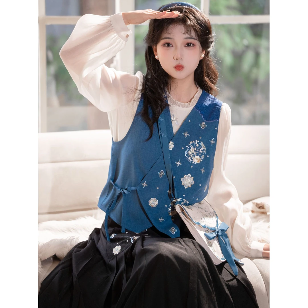 钟灵记【景釉青禾】改良唐制唐团花刺绣国风古韵显瘦