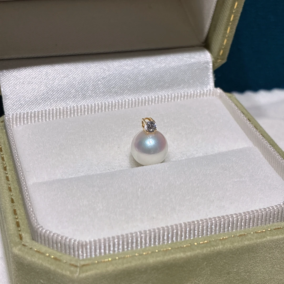 18k金镶嵌7-8MM akoya戴妃吊坠简约颈饰
