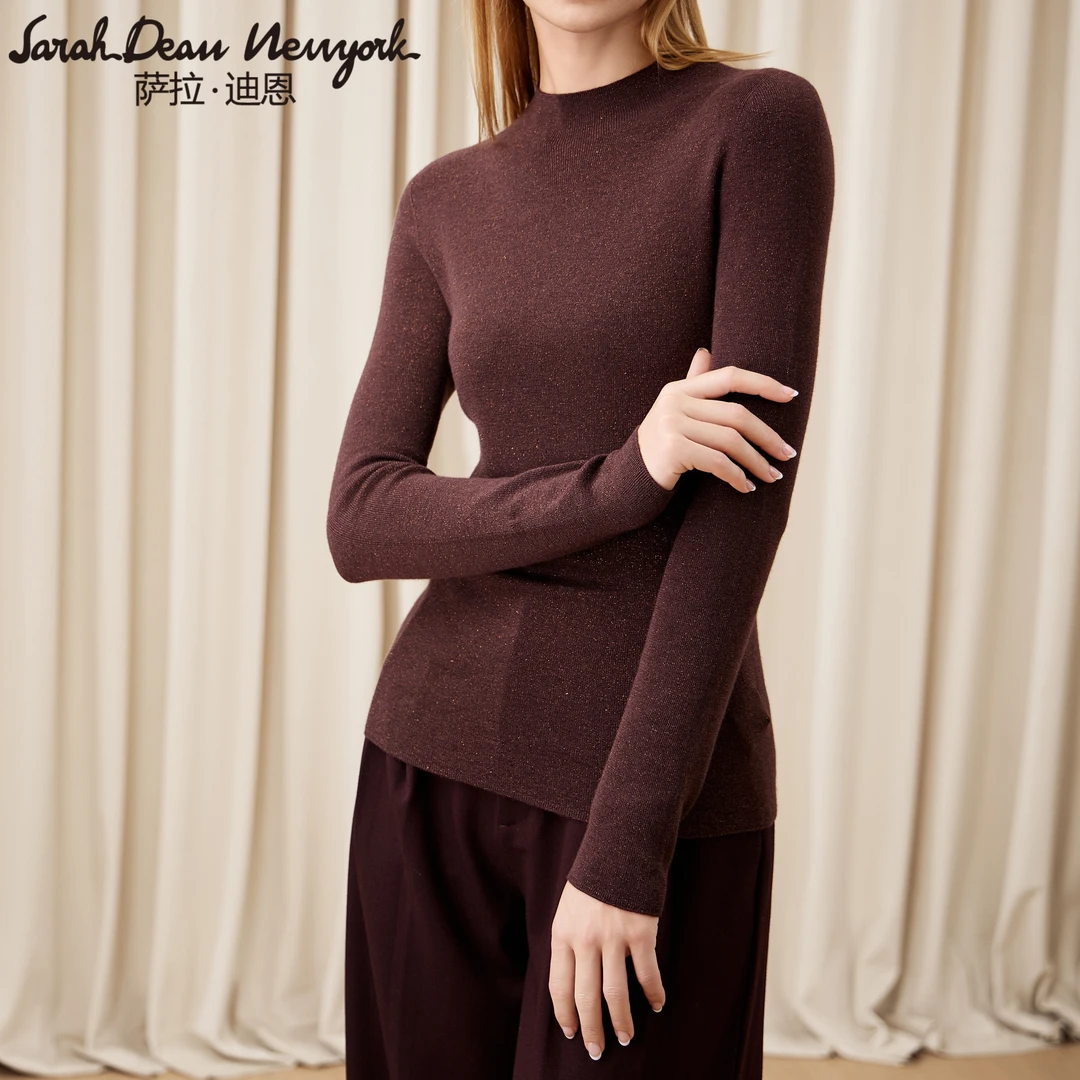 【萨拉迪恩】绵羊毛针织亮丝百搭显瘦通勤气质上衣修身秋冬保暖