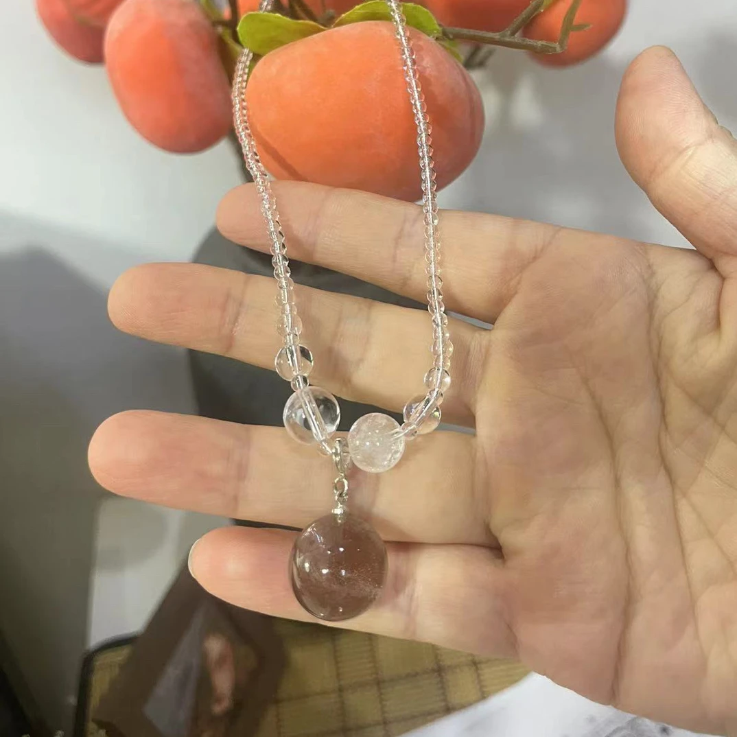 天然水晶项链 白水晶吊坠