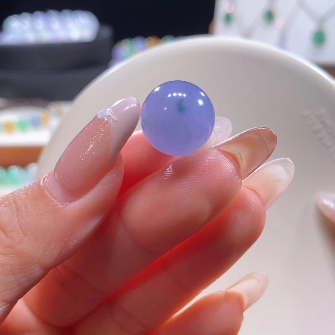 翡翠未镶嵌颈饰翡翠浓蓝紫飘花珠