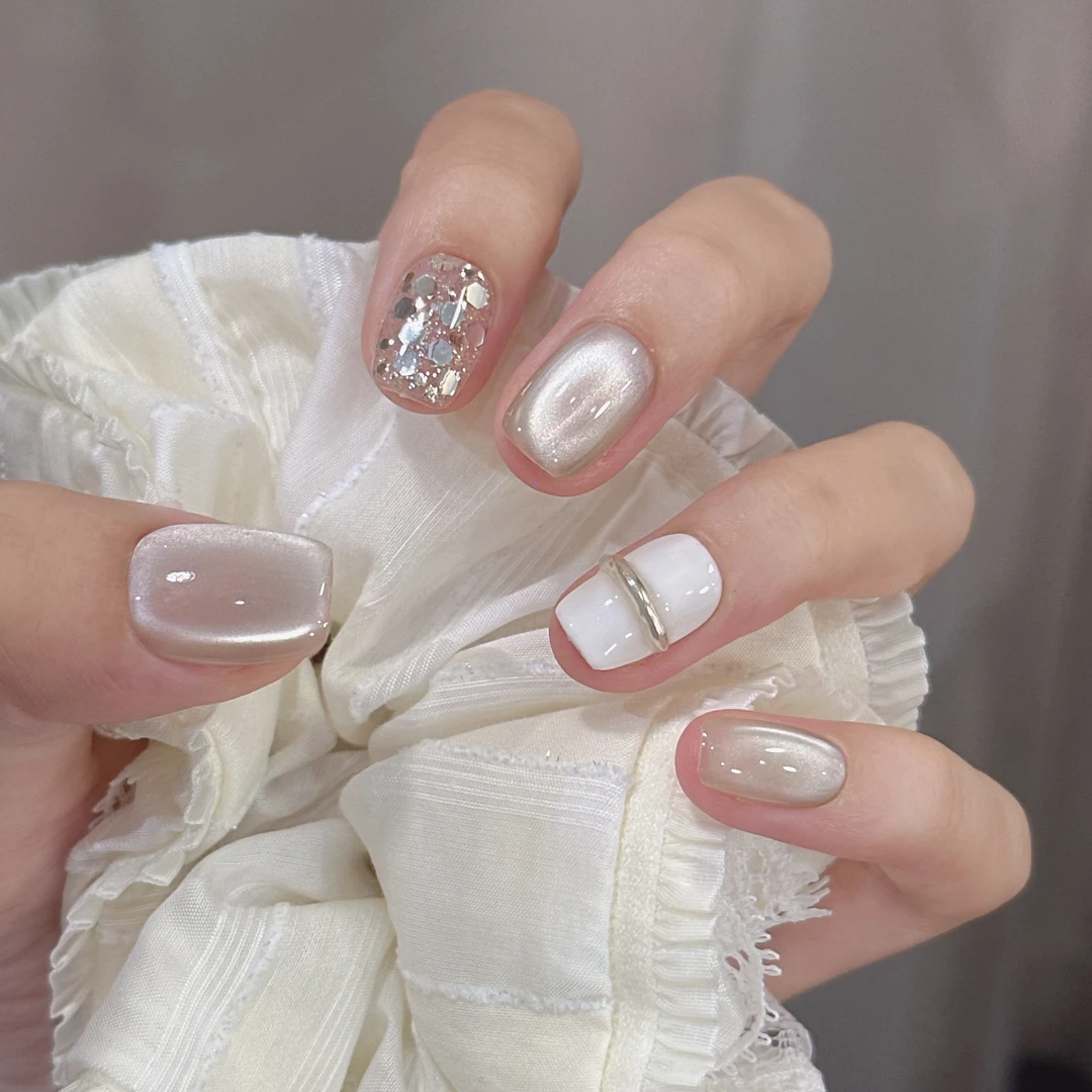 【富家千金】纯手工穿戴甲美甲穿戴光疗甲渐变流行纯欲四季流行