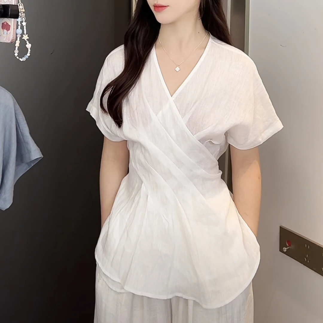 〔福〕喜糖（7607#）法式轻奢设计感收腰上衣