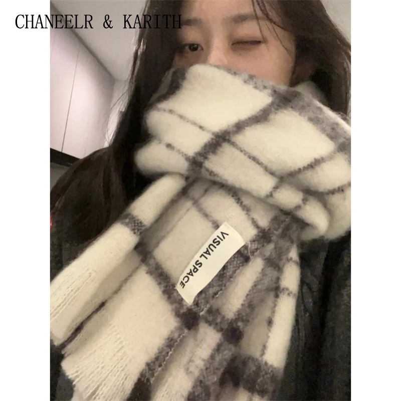 CHANEELR & KARITH围巾女2025新款冬季格子复古保暖围脖生日礼物