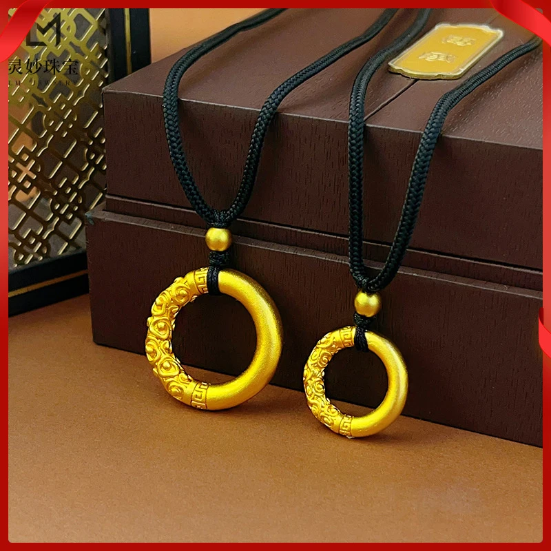 合金项链 祥云图案古法工艺平安扣吊坠合金材质情侣项链手工打造