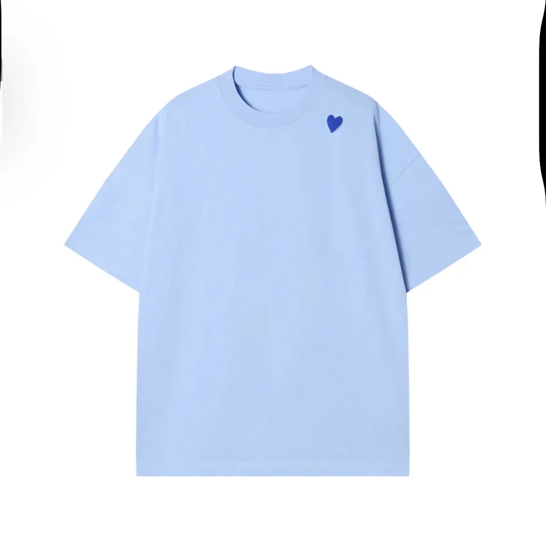 纯色潮流纯棉短袖男女同款上衣百搭宽松印花简约品质高级感男装