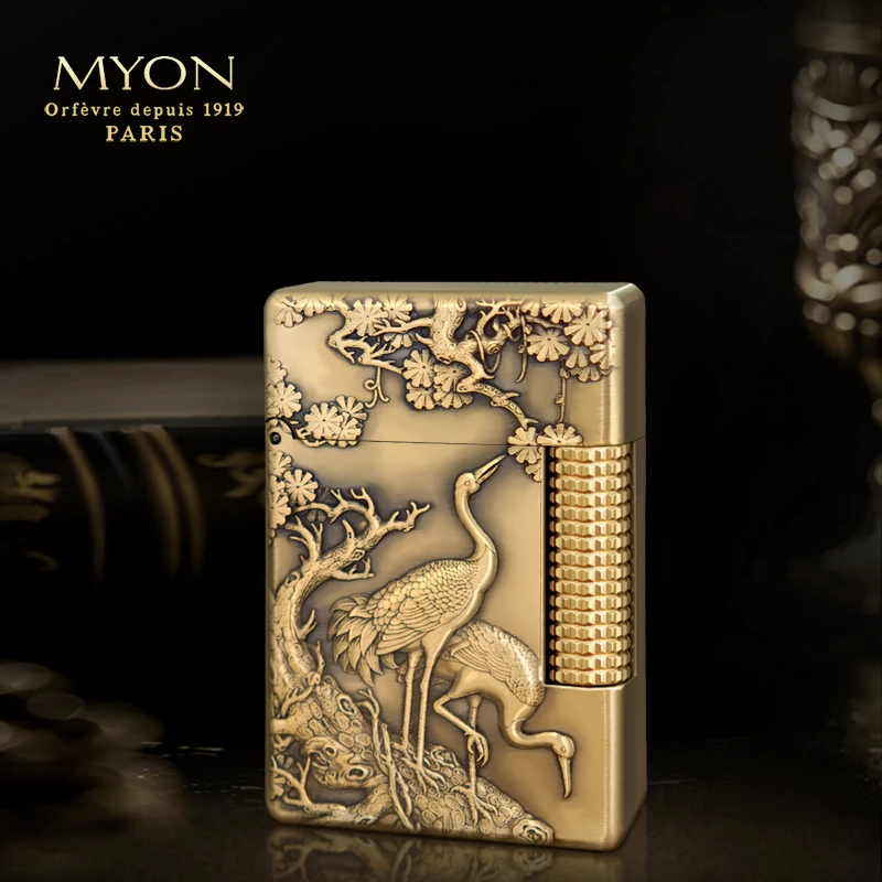 MYON爵士待机王M6鹤鹿同春双面立体浮雕一机一码煤油打火机