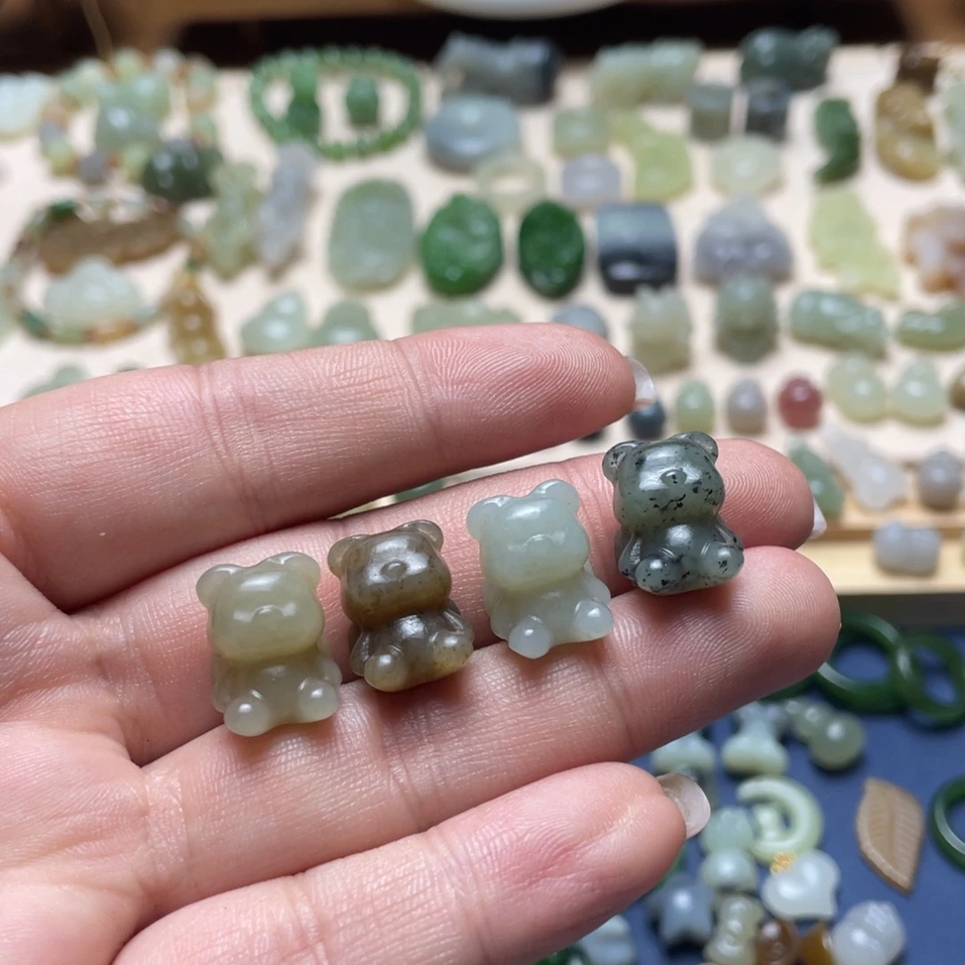 和田玉足银镶嵌吊坠(不含链)一个