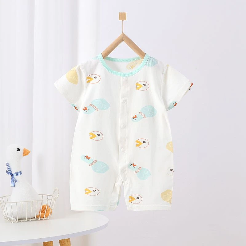 春秋连体纯棉睡觉透气宝宝睡衣衣服贴身夏天幼儿0-3个月新生儿