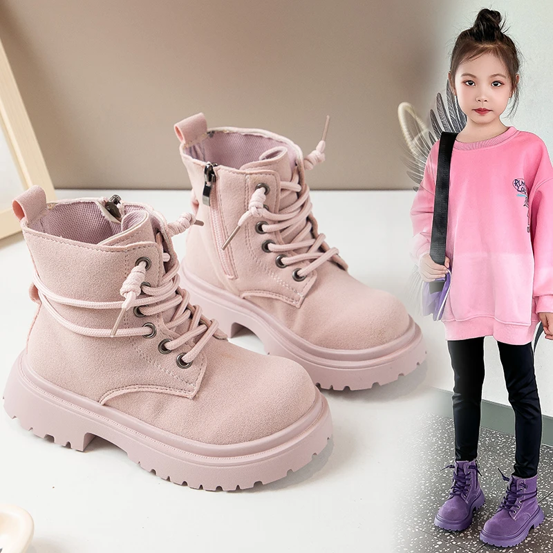 儿童马丁靴大黄靴女童2025新款春秋单靴户外男童靴子英伦复古短靴