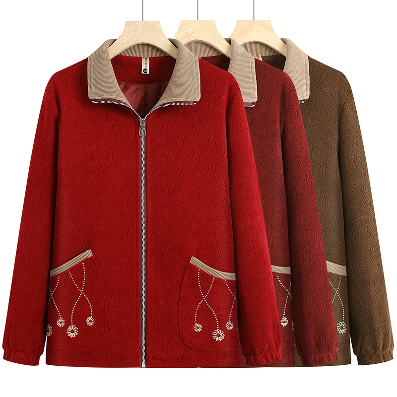 妈妈春装新款休闲夹克外套40岁50中年春秋上衣女中老年女短款风衣